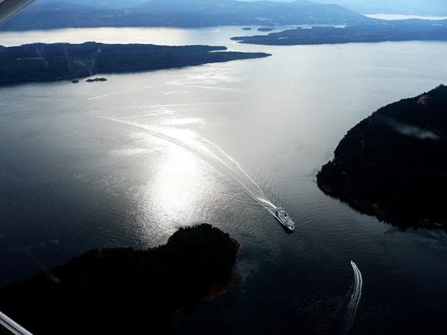 Bird's Eye view of Active Pass and BC Ferries